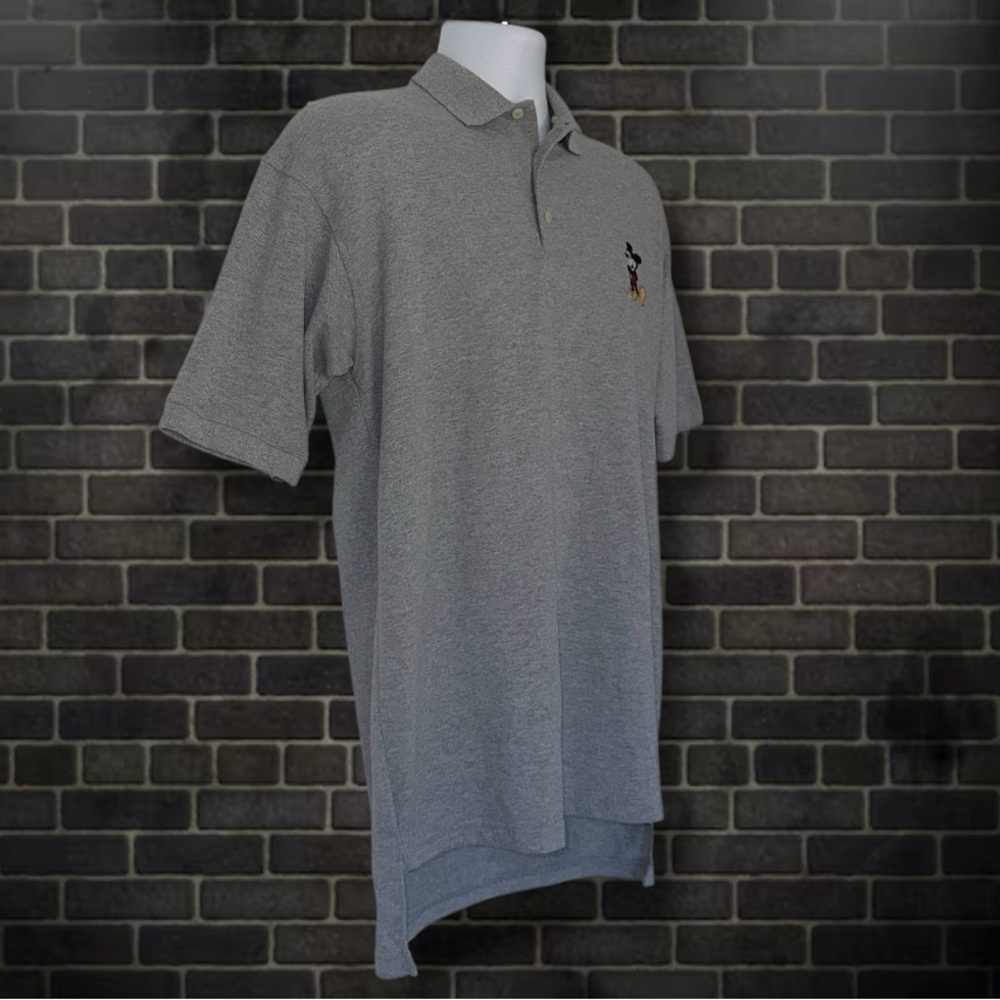 Disney Store Men’s Polo Shirt XL Slim Fit Gray Embroidered Mickey Mouse - Picture 2 of 9